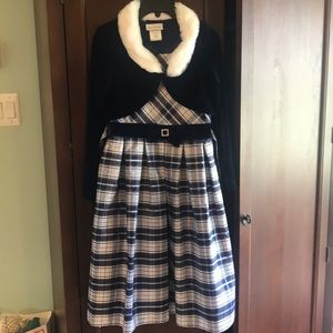 Jona Michelle Blue and White Plaid Formal Dress